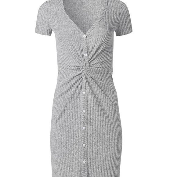 VENUS- Brushed Rib Knot Lounge Dress - Picture 2 of 5